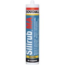 Soudal – Silirub MA Masilla de lechada neutral 310ml para piedra natural – Resistente a UV – Curado rápido