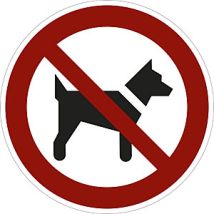 Señal de Prohibición Autoadhesiva - Prohibido el Acceso de Perros - Diámetro 100 mm - Resistente a Rayos UV