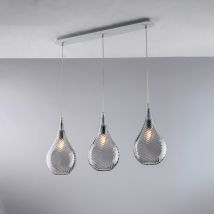 Pluvia – Eisenschiene Mit Pyrex-grauglas, 3 Lichter, L. 75 X 10 – Bl264-bin3-gr