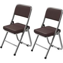 2er-set Klappstühle Für Drinnen Und Draußen, Bequemer Klappstuhl Aus Kunstleder Und Metall, Für Garten, Esszimmer, Büro Oder Konferenz – Braun, 45 X 