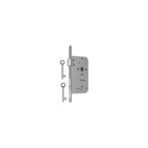 Cerradura W 20mm o.Bl.D.rs – Acero – Doble vuelta – 4 vidrios – 55 mm entraixe – 72 mm distancia – Placa 20 x 235 mm – Color plateado