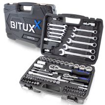 Bituxx - 82 Tlg Knarrenkasten Ratschenschlüssel Werkzeugkoffer Werkzeugkiste Bestückt