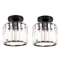 Modern Glass Round Ceiling Light, E27, Diameter 15 Cm, Easy To Install, Black 2pcs