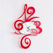 Arti E Mestieri - Horloge Murale Rouge Robin 34x51cm Cm En Acier, Design Minimaliste Et Silencieux Pour La Maison Et Le Bureau, Fabriquée En Italie