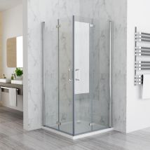 Lisa - Duschkabine Falttür Eckeinstieg Duschabtrennung Esg Nano Glas, Doppeltür 120x120x185cm