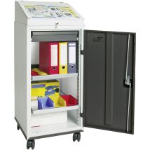 Stumpf Schrankpult Serie 3000 Fahrbar Lichtgrau / Anthrazitgrau + 1 Schreibpult + 1 Schublade + 2 Auszugsböden + Rolluntersatz - 3091171