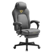 Songmics Home - Fauteuil Gaming, Chaise De Bureau Ergonomique Avec Repose-pieds, Chaise Gamer Avec Appui-tête, Coton-lin, Hauteur Réglable, Gris 