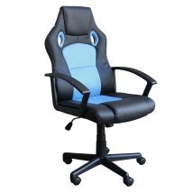 PIDEMA Bürostuhl – Gaming-Stuhl – 61 x 65 x 104-113,5 cm – Blauer Stoff – Kunstleder – Höhenverstellbar