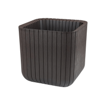 Chalet & Jardin Blumentopf Cube S aus braunem Harz 30cm x 30cm x 30cm wetterbeständig ideal für Innen- und Außenbereich