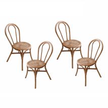 Chillvert - Set Di 4 Sedie Da Giardino Parma 40x52x90 Cm Fabbricate In Rattan Naturale Resistente Colore Marrone Stile Boho Chic