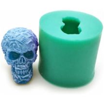 3d Halloween Crâne Gâteau Décorative Moule Silicone, Fait À La Main Savon Bougie Fondant Gelée Chocolat Mousse Cuisson Aromathérapie Gypse Argile 