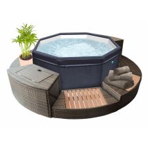 Netspa - Octopus Outdoor Whirlpool Halbstarr Achteckig Für 4-6 Personen Inkl. 5 Teilige Umrandung