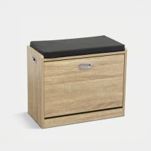 Zapatero Ahorraespacio Con Asiento De Madera Jacklyn - Natural