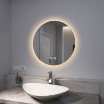 Espejo De Baño Redondo Con Luz, Espejo De Baño Led Retroiluminado Con Interruptor Tactil + Función De Memoria, 60 Cm Diámetro Luz Blanca Fría Luz 