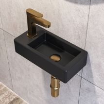 Wall Mounted Bathroom Sink, Deervalley Small Rectangular Bathroom Basin, Cloakroom Ceramic Wash Basin Without Overflow - 37 X 18.5 X 9cm