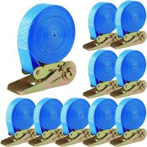 10 Stück Spanngurte Mit Ratsche, 6m Lange 25mm Ratschengurte, Robust Zurrgurte Set, Belastung 800 Kg, Für Ladungssicherung (blau) - Tlgreen