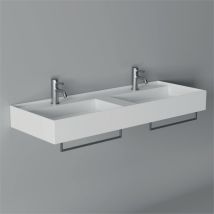 Alice Ceramica - Lavabo Hide Sospeso Cm. 120x45 Doppia Vasca Rettangolare In