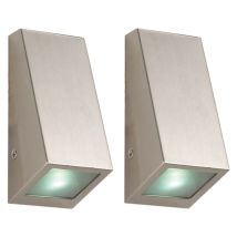 Set Di 2 Luci Da Parete Intelligenti In Acciaio Inox Con Controllo Vocale E App Per Illuminazione Da Esterno, Incluse Lampadine Led Rgb.
