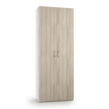 Armario Multiusos De 2 Puertas, 1 Cajón Y 6 Baldas Interiores, Puertas De Olmo Blanco.