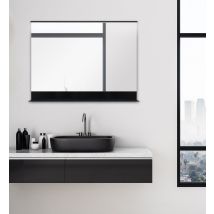 Black Home Badspiegel 80 X 60 Cm - Touch - Badezimmerspiegel Mit Led Beleuchtung In Neutralweiß Mit Praktischer Ablage In Schwarz - Sensortaster - 