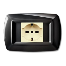 Elettrocanali – Placca coprinterruttori Tondò in tecnopolimero nero – 1 modulo – Compatibile con BTicino Magic