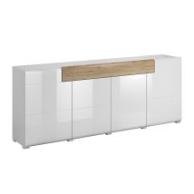 Buffet Jules Mit 1 Schublade Und 4 Türen, Weiß Und Holzoptik, 208cm