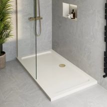 1700 X 800mm Bathroom Non Slip Low Profile Shower Tray For Enclosure Brass Waste