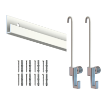Artiteq - Cimaise Box Éco Classic Rail + Tige 2mm - 2 Mètres - Kit Tout En Un Blanc Laqué