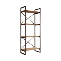 Scaffale Stile Industriale Libreria Soggiorno Ufficio Struttura Acciaio Opaco E Colore Pino Atlantico Opaco Modello Factory E1 55x138x30cm