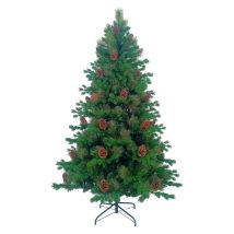 Árbol De Navidad Artificial Verde Otawa Con Piñas Decorativas Y Base Metálica Dayron