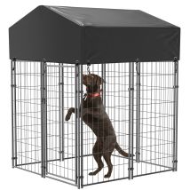 Bingopaw Caseta Para Perros Al Aire Libre Con Techo Jaula Para Perros De Metal, 127x120x165cm