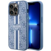 Funda Rígida Guess Guhmp14lp4rpsb Para Iphone 14 Pro De 6,1 Pulgadas, Color Azul/azul, 4g, Con Estampado De Rayas Y Magsafe.