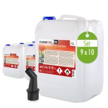 9x 10 L Flambiol Bioethanol 100% Hochrein