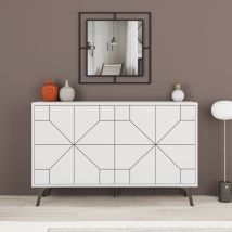 HOMEMANIA – Dune Console Sideboard Display Unit – White – High-quality engineered wood – 184 x 35 x 78 cm