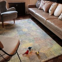 Camden Wool Viscose Hand Tufted Geometric Kaleidescope Cream Multi Coloured Rug Medium Medium 120x170 Cm (4'x5'6")