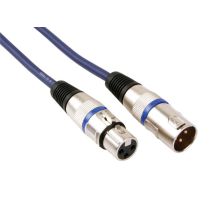Cavo DMX professionale flessibile 1 metro – Connettori XLR maschio e femmina – Blu – 98 g – Impedanza 100-110 Ω