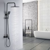 Regendusche Duschsystem Regenduschset Klassisches Schwarz Inkl. Kopfbrause Handbrause Shower Set Höhenverstellbar Shower Set Bad - Auralum