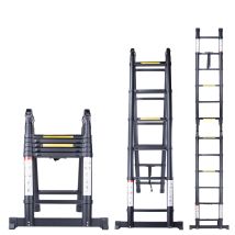 Escalera Plegable Aluminio Negro Escalera Telescópica Multifunción Carga Máxima: 150 Kg - 3.8m (1.9m+1.9m)