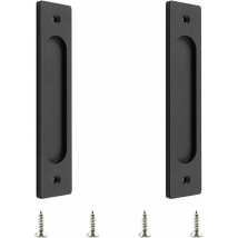 Flyme - Ymyny 2 Pack Matte Black Stainless Steel Rectangular Recessed Sliding Door Handles For Sliding Barn Door