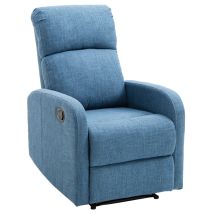 Poltrona Relax Reclinabile In Tessuto Di Lino Blu