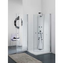Box Doccia 80x80 O 90x90 Con Ante Battenti Verso L'Esterno 70x70 Cm Vetro Trasparente Argento