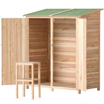Abri Jardin Bois Avec Table – Toit Asphalté, 140x75x157 Cm – Bois Naturel, Cabanon Multifonction