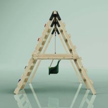 Schaukel Veilchen aus Holz – Dunkelgrün – Maximalgewicht 50 kg – 184 cm – 187 cm – 202 cm