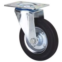 Rueda giratoria 125 mm metal/goma – Capacidad de carga 250 kg – Altura total 155 mm – Instalación sencilla