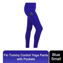 Flo Women's Tummy Control Sports Yoga Pants, Small Blue