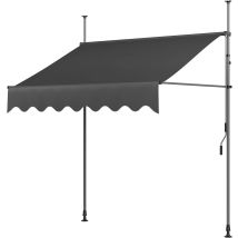 Liferun Markise Gelenkarmmarkise Klemmmarkise Höhenverstellbar Sonnenschutz Faltarm Handkurbel Balkon Alu Grau 300x120cm