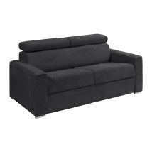Vente-unique - Divano Letto 4 Posti A Ribalta Letto Con Doghe Larghe 160 Cm Materasso 18 Cm In Velluto A Coste Grigio - Vizir