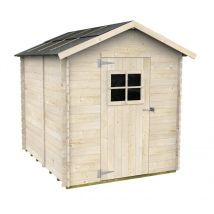 Caseta De Jardín Bh16 Gaeta 178x218 De Madera De Abeto Natural 16 Mm Con Puerta Simple Con Ventana, Techo Y Suelo Osb3, Montaje Fácil, Tratamiento 