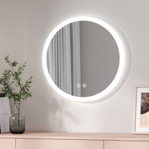 Espejo De Baño Con Luz Espejo De Baño Redondo Con Interruptor Táctil Antivaho Función De Memoria Diámetro 60 Cm Luz Cálida / Blanco Frío / Neutro - 