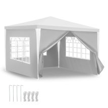 Einfeben - Swanew Gazebo Camping Grande Tendone O Pergolato Gazebo Ricevimenti Con Pannelli Laterali Rimovibili Finestre Tenda Per Feste Bianco 3x3m